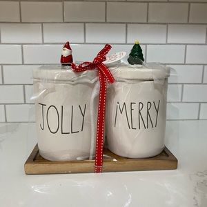 bnwt RAE DUNN JOLLY & MERRY Christmas Canisters